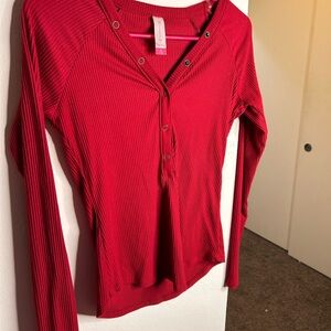 Red Button-Up Women's Top